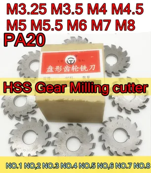 M3.25 M3.5 M4 M4.5 M5 M5.5 M6 M7 M8 M9 M10 Tampros modulis PA20 laipsnių NR. 1-NE.8 8pcs/set HSS Krumplių Frezavimo cutter Nemokamas pristatymas