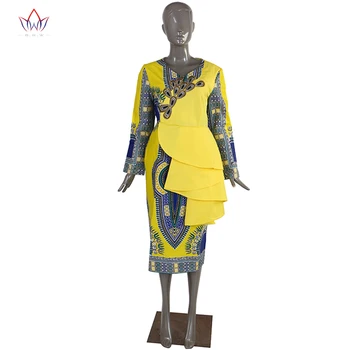 Mados 2019 m. pavasarį Afrikos Suknelės moterims vestidos Spausdinimo Audinio Elegantiška Afrikos Drabužius Raukiniai Afrikos Drabužių BRW WY3582