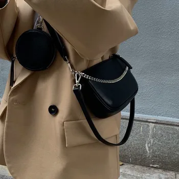 Mados grandinės moterų pečių krepšiai, dizainerio rankinės prabanga pu odos crossbody krepšys lady mažas batonai piniginės 2 rinkinys