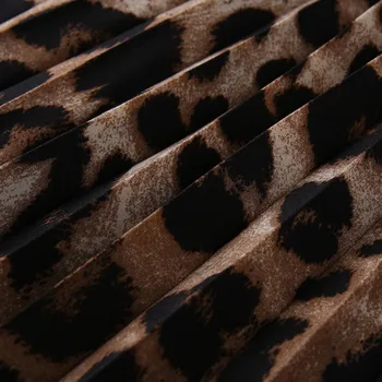 Mados Moterų sijonas Leopardas Spausdinti Klostuotas Sijonas Ponios Aukštos Elastinės Juosmens Šalies Sijonas mujer faldas