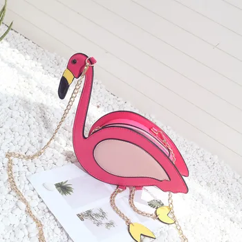 Mados Pu odos siuvinėjimo flamingo formos atsitiktinis grandinės piniginės ponios pečių maišą rankinėje moterų crossbody mini krepšys