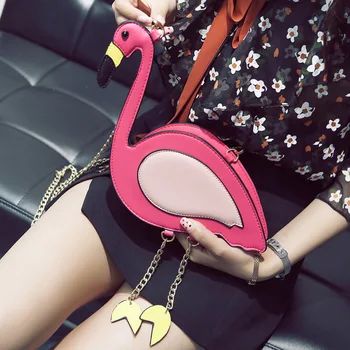 Mados Pu odos siuvinėjimo flamingo formos atsitiktinis grandinės piniginės ponios pečių maišą rankinėje moterų crossbody mini krepšys