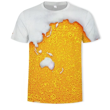 Mados vasaros vyrų 3D alaus spausdinti vyriški marškinėliai atsitiktinis O-apykaklės vyrų klounas T-shirt vyrams hip-hop clothingXXS-4XL