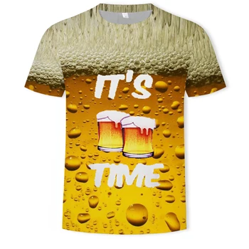 Mados vasaros vyrų 3D alaus spausdinti vyriški marškinėliai atsitiktinis O-apykaklės vyrų klounas T-shirt vyrams hip-hop clothingXXS-4XL
