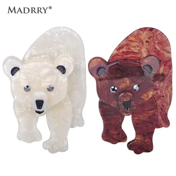 Madrry Big Bear Formos Sagė Natūrali Gyvūnų Modelio Akrilo Papuošalai, Sagės Lady Vaikas Berniukas Šalis Dovana Krūtinės Papuošalas Priedai