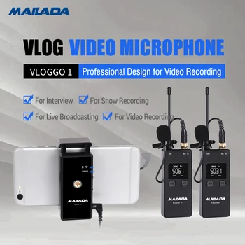 Mailada Vlog Eiti Bevielis Mikrofonas Microfone Sistemos, Vaizdo Įrašymo Lavalier Atvartas Mic 