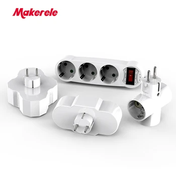 Makerele Konversijos Lizdas ES lizdo kelionės adapteris maitinimo juostelės ABS 16A AC 110v-250v vokietijos stilius galios išplėtimas