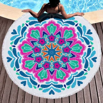 Mandala Geometrinis Vasaros Paplūdimio Rankšluosčiai Gėlės 150cm Apvalios Vonios Rankšluosčiai Bikini Padengti Iki Sienos Gobelenas