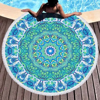 Mandala Geometrinis Vasaros Paplūdimio Rankšluosčiai Gėlės 150cm Apvalios Vonios Rankšluosčiai Bikini Padengti Iki Sienos Gobelenas