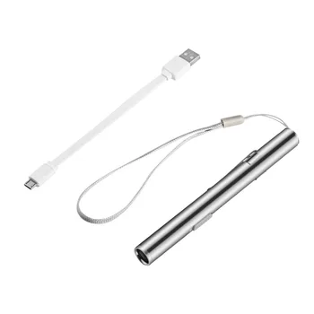 Medicinos Patogus Nešiojamas Pen Šviesos USB Įkrovimo Mini Energijos taupymo Žibintuvėlis LED Žibintuvėlis su Nerūdijančio Plieno Apkaba