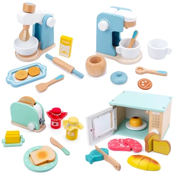 Medinis žaislas vaikams modeliavimas bulvytės, mėsainis nustatyti, sulčiaspaudė, kavos virimo aparatas 