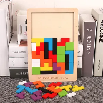 Medinės 3D Puzzle Žaidimai, Matematikos Žaislai Montessori Dėlionės Kibinimas Valdybos Modelis Baby Vaikų Mokymosi Tangram Medienos Žaislas Kubeliai Dovanos