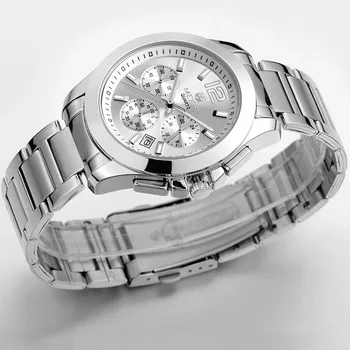 MEGIR Chronograph Moterų Watch Top Prabangos Prekės Data Laikrodžiai Plieno Dirželis Kvarcas Data Ponios Žiūrėti Meilužio Dovana Moters Laikrodis 5006