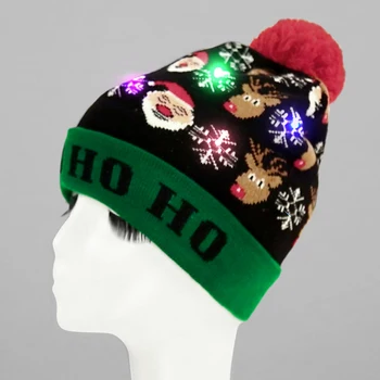 Megzti Dangtelis Žiemos Unisex Skrybėlę LED Spalvinga Apšviesta Kalėdų Beanie Skrybėlių Santa Claus Tika Snaigės Šalies Bžūp -3 Mirksėjimo Režimai