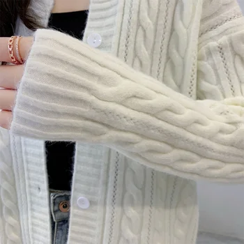 Megztiniai Megztinis Moterims Trumpas Kailis O-kaklo, ilgomis Rankovėmis korėjos Atsitiktinis Chic Žiemos Viršūnes 2020 M. Rudenį Naujų Megzti Megztinis susagstomi megztiniai
