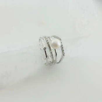 [MeiBaPJ]Nekilnojamojo Gryno Sidabro S925 Moterų Žiedas Elegantiška Prabanga Puikiai natūralių Gėlavandenių perlų žiedas moterims fine jewelry