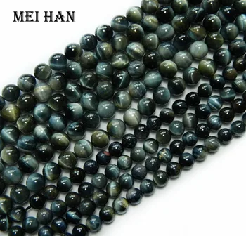 Meihan Nemokamas pristatymas 6-6.5 mm (2strands/set) gamtos Hawk 's eye akmens sklandžiai apvalūs karoliukai už apyrankę padaryti 