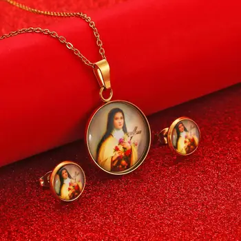 Mergelės Marijos Papuošalai Iš Nerūdijančio Plieno Moterys Vyrai Katalikų Papuošalai, Pakabukai Pakabukas Aukso Grandinės Priedai
