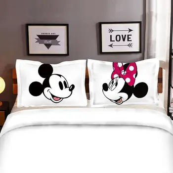 Mickey Mouse Patalynės Komplektas Kalėdų Dovana Minkštas Namų Tekstilės Miegamasis Dvivietis Double Queen ' King size Vaikų Pora Studentų lova rinkinys