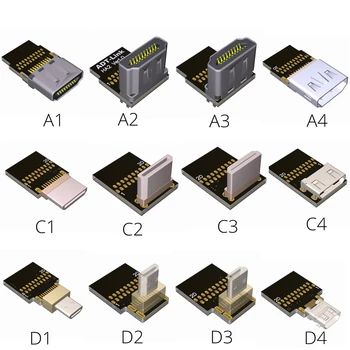Micro-HDMI Type-D Mini-HDMI Type-C, HDMI 2.0 Tipo Jungtis, Keitiklis Adapterio Kabelį Kairėje ir Dešinėje & Up & Down Kampas 4Kx2K@60Hz