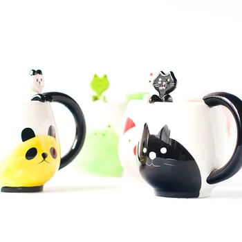 Mielas Gyvūnų Arbatos Puodeliai, Keramikos Puodelius Ir Puodeliai Kavos Virtuvės Puodelis Animaciją Kačių Kiaulių Lokys Varlė Panda Drinkware Naujas Atvykimas