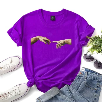 Mikelandželas Adomo Marškinėlius Moterims Estetinės Sistina Vertus, Asmenybė, Print T-shirt, Derliaus 90s Grafinis Viršuje Tees