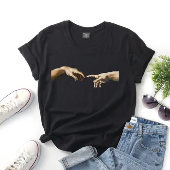 Mikelandželas Adomo Marškinėlius Moterims Estetinės Sistina Vertus, Asmenybė, Print T-shirt, Derliaus 90s Grafinis Viršuje Tees
