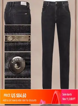 MILIJARDIERIUS Džinsai vyrų 2020 m. rudens ir žiemos storo audinio Mados siuvinėjimo modelio vientisos spalvos aukštos audinio džentelmenas