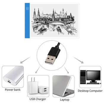Mini A3 LED Elektroninis Menas Grafikos, Tapybos, Rašymo Lentelė Vertus Piešimo Tablet Tamsos Skaitmeninės Grafikos Pad USB LED Kopijuoti Valdyba