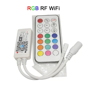Mini Belaidės WIFI LED RGB / RGBW Valdytojas RF Nuotolinio Valdymo IOS/Android išmanusis Telefonas už RGBCW/RGBWW RGB LED Juostelės,DC12-24V