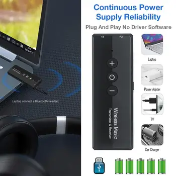 Mini Bluetooth 5.0 Garso Siųstuvą, Imtuvą, 3-in-1 Bevielis Muzikos Stereo Adapteris 3,5 mm Lizdas USB TV KOMPIUTERIO, Ausinės, Automobilinis rinkinys