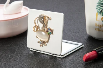 Mini Pocket Grožio makiažo veidrodis,2-veido PU Odos Nešiojamų Didinamąjį Lankstymo kompaktiškas veidrodis Opal seksuali lapė,Partija Pasisako dovanos