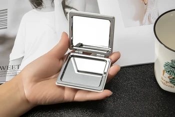 Mini Pocket Grožio makiažo veidrodis,2-veido PU Odos Nešiojamų Didinamąjį Lankstymo kompaktiškas veidrodis Opal seksuali lapė,Partija Pasisako dovanos