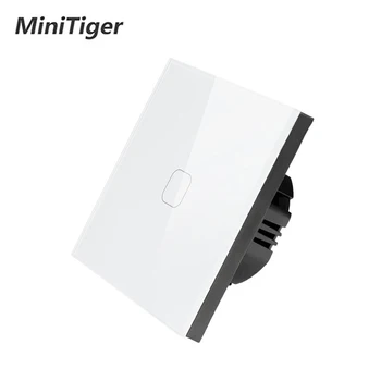 MiniTiger ES Standartas 2 Gaujos 1 Būdas Jutiklinį Jungiklį, AC 220~250V,Balta Krištolo Stiklo Skydelis, Nr. remote Touch funkcija Jungiklis