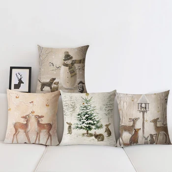 Minkštų pagalvėlių, lino užvalkalas Kalėdų Užvalkalas Kalėdų Medžio Sniego Elnių