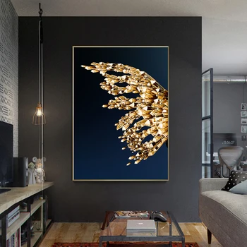 Modernios Sienos Menas Drobė Nuotraukas Dažymo Apdailos Golden Butterfly Spaudinių Plakatas Kambarį Šiaurės Miegamasis Namų Dekoro