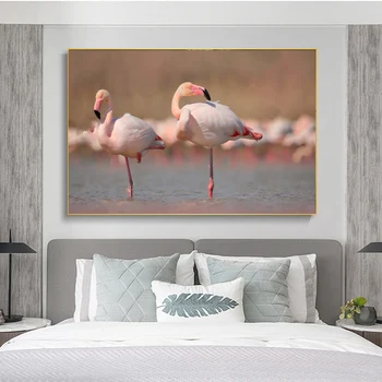 Modernus Gyvūnų Plakatas Sienos Meno Tapybos Drobės Pink Flamingo Nuotraukos Kambarį Apdaila Plakatai Ir Spaudiniai Be Rėmelio