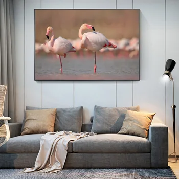 Modernus Gyvūnų Plakatas Sienos Meno Tapybos Drobės Pink Flamingo Nuotraukos Kambarį Apdaila Plakatai Ir Spaudiniai Be Rėmelio