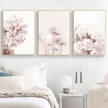 Modernus plakatas gėlių sienų tapybos rožinės spalvos drobė spausdinimo meno tapybos sienos kambarį namo apdaila dažymas