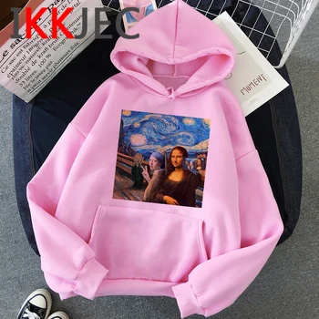 Mona Lisa hoodies moterų hip-hop Ulzzang Negabaritinių moterų drabužiai, megztiniai grafinis