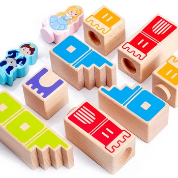 Montessori Medinės Dėlionės Dėžutėje Kūrybos Dieną ir Naktį Surinkimas Statyba Blokai, Mediniai Žaislai Vaikams ankstyvame mokymo Žaislas Dovanos