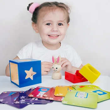 Montessori Medinės Dėlionės Dėžutėje Kūrybos Dieną ir Naktį Surinkimas Statyba Blokai, Mediniai Žaislai Vaikams ankstyvame mokymo Žaislas Dovanos