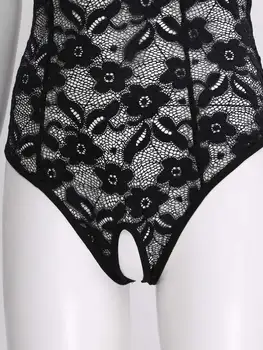 Moteriški Gėlių Sheer Lace Tuščiaviduriai Iš Sexy Teddies Atviros Taurės Bailys Crotchless Bodysuit Spageti Dirželis Egzotinių Apatinis Trikotažas Sleepwear