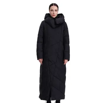Moterų ilgas žemyn striukė parko outwear su gaubtu žąsų dygsniuotas kailis moterų plius dydis medvilnės šiltas kanados moterų drabužiai 19-150k