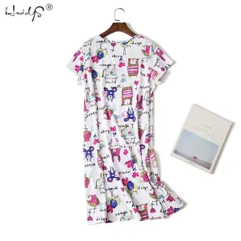 Moterų Plius Dydis-Trumpomis Rankovėmis Medvilnės Pižamą Sleepwear Miego Marškinėliai Atsitiktinis Ladie Nightgowns Sleepshirts Loungewear Namų Drabužių