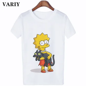 Moterų Simpsonai grafinis t marškinėliai Atsitiktinis Juokingi marškinėliai derliaus Viršūnes Tee animacinių filmų grunge moters drabužius harajuku moterų marškiniai
