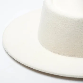 Moterų Vilna Skrybėlės Balta Platus Kraštų Fedoras už Vestuves Bažnyčioje Skrybėlės Kiaulienos Pyragas Fedora Skrybėlę Floppy Derby Triby Skrybėlės Bazės