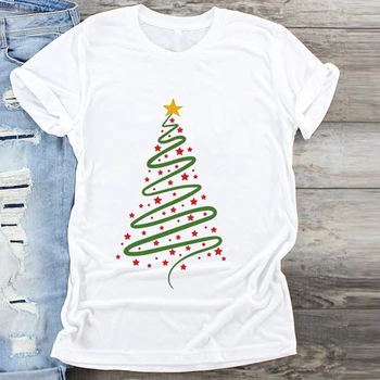 Moterų Žiemos Laiku Laimingas Laikas Naujųjų Metų 90s Linksmų Kalėdų Spausdinti Rūbų, Grafinis Moterų Tshirts Top Marškinėliai Ponios Tee Marškinėliai