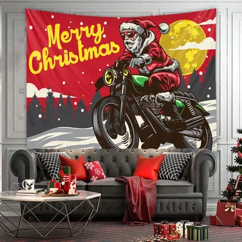 Motociklo Santa Claus Accroche Freskos Antklodė Tissu Freskos Sienų Dekoras Kalėdų Gobelenas Sienos Estetika