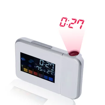 Multi-funkcija, Žadintuvas Projektorius Spalvotas Ekranas LED Backlight Dėmesį Projekcija, Skaitmeninis Oro LCD Skambėti Žadintuvas
